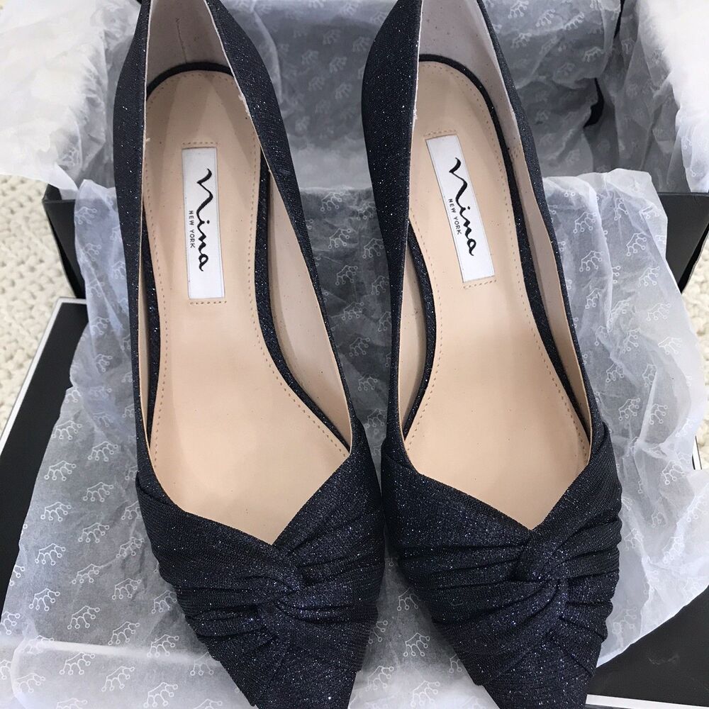 NWB Nina Womens Tamlyn Navy Luna Shine Heels Pumps Pointed Toe US 7.5